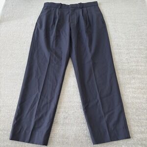 Madewell Double Pleated Trousers Mens 34x30 Navy Blue Wool Blend Straight Leg